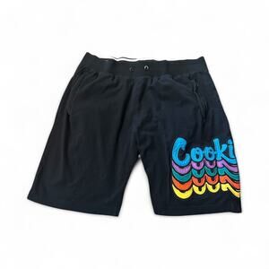 Cookies Shorts Mens XXL Black Colorful Applique Spellout Contrast Pocket Y2K